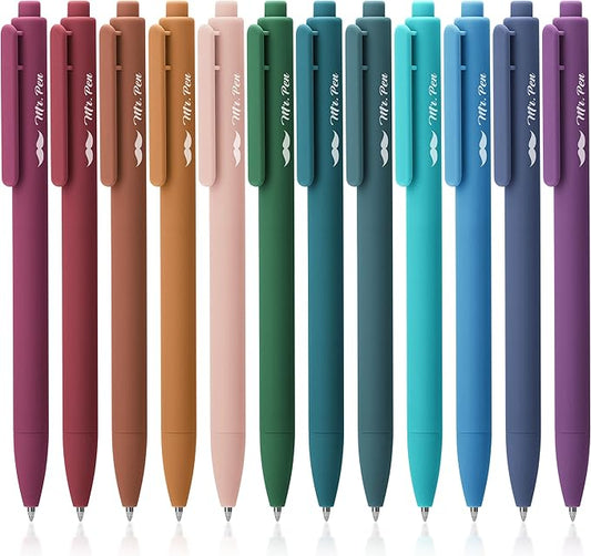 Mr. Pen- Retractable Gel Pens, 12 Pack, Dark Vintage Gel Pens Fine Point 0.7mm, Aesthetic Pens for Journaling Fine Tip Pens