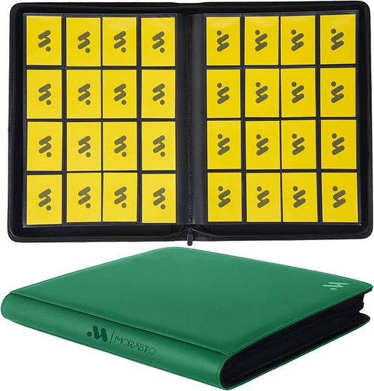 Card Binder 16 Pocket,Trading Card Binder Hold up to 1408 Cards with 44 Sleeves,Zipper Card Holder Album Compatible with TCG Card/Game Cards/Sports Card-Green