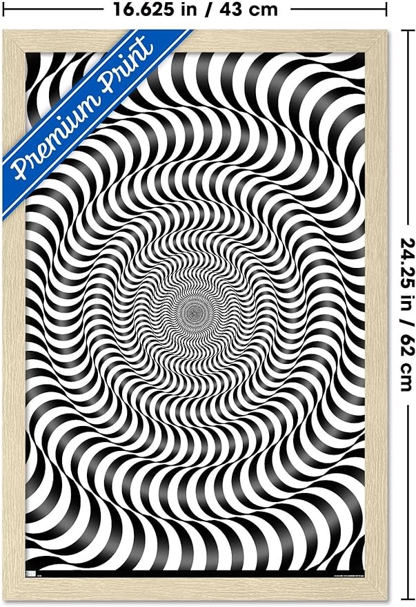 Trends International Zebra Stripe Optical Illusion Wall Poster, 22.4L x 14.7W, Blonde Framed Version