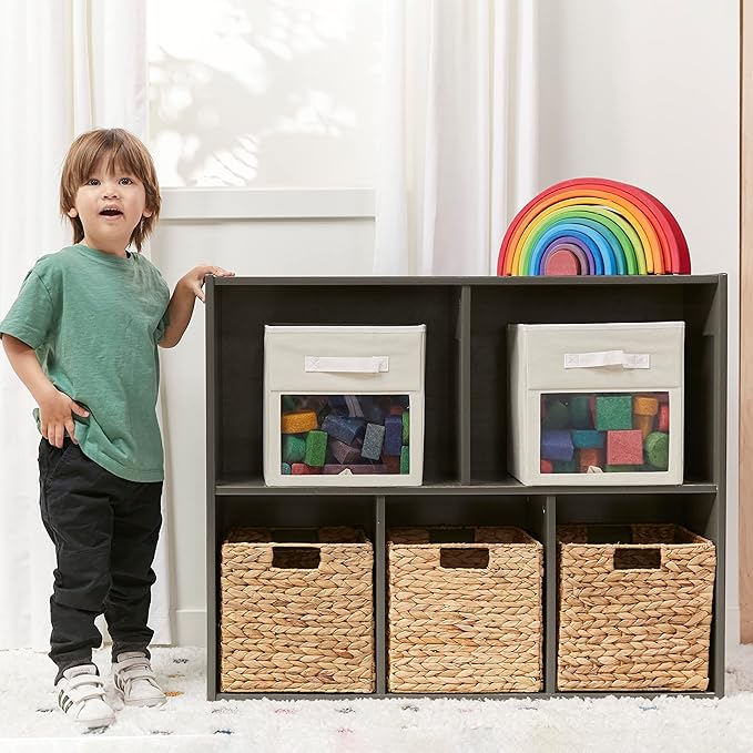ECR4Kids Streamline 5-Compartment Storage Cabinet, 30in, Classroom Furniture, Grey Wash