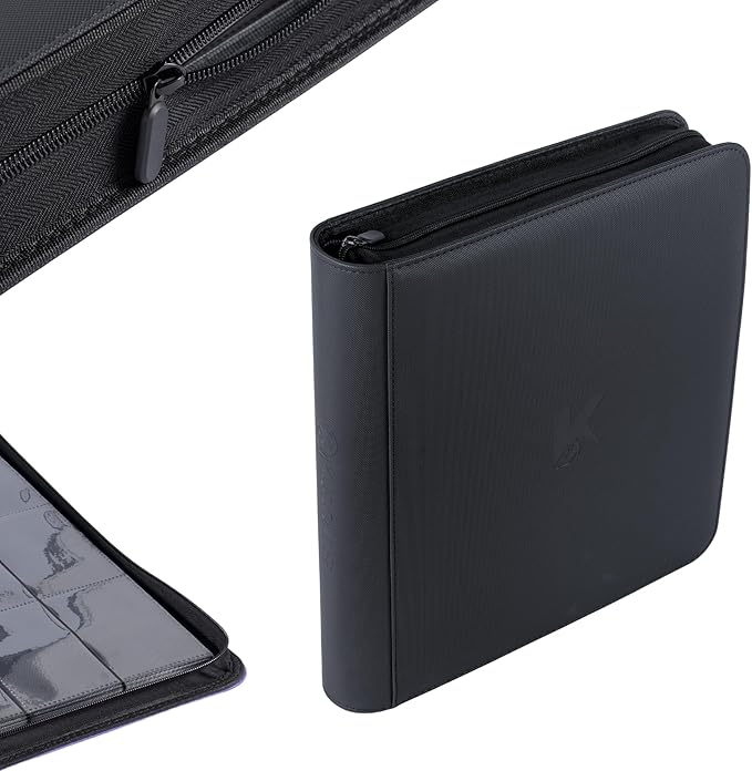 1200+ Pockets Trading Card Binder, 12-Pocket Card Ablum Compatible with lorcana,MTG,Sports Cards & Other Standard Size Trading Card (BLACK)