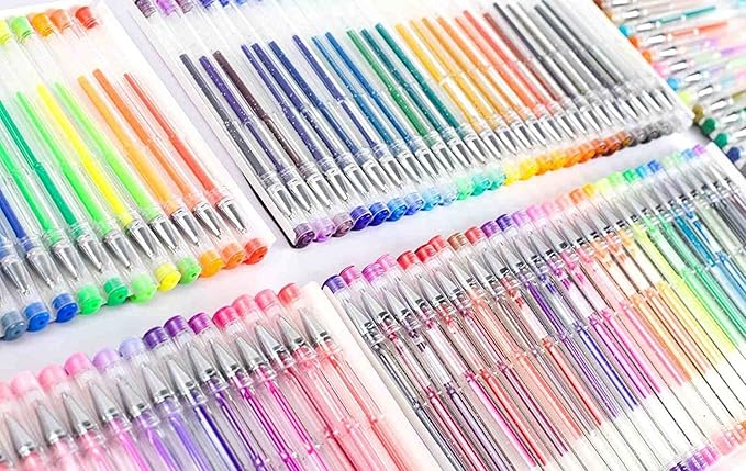 feela 360 Colors Gel Pens Set 180 Unique Gel Pen Plus 180 Refills for Adult Coloring Books Drawing
