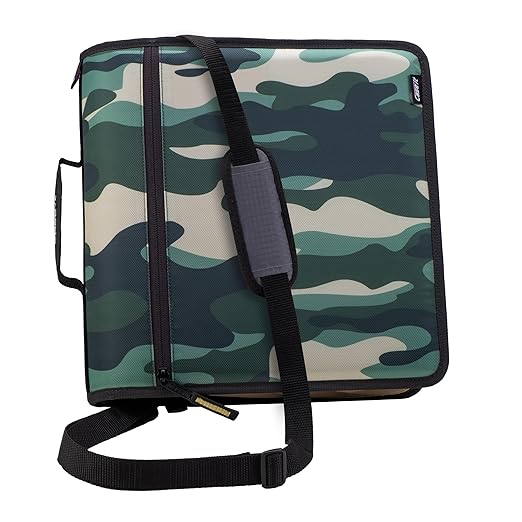 Case-it Mighty Zip Tab School Zipper Binder | 3-Inch O-Rings, 600-Sheet Capacity, 5-Subject Expanding File Folder, Multiple Pockets & Storage Organizer, Shoulder Strap | D-146 OG Camo