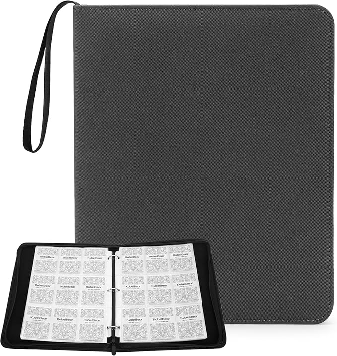 Card Binder – 720 Capacity, Zippered Trading Card Holder for MTG, Sports & Collectible Cards – Acid-Free, Durable & Travel-Friendly Storage (Black dots, 9 Pocke)