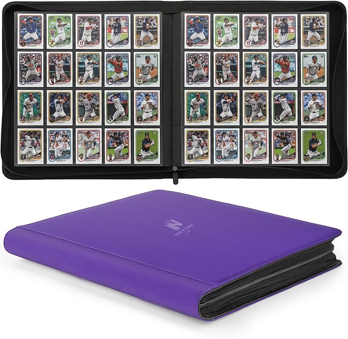 1280+ Cards 20 Pocket Card Binder Collector Card Album Trading Card Binder Ringless Trading Card Album Side Loading Compatible with TCG, Game & Sports Cards (Purple)