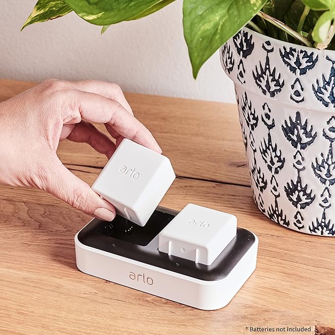 Arlo Dual Charging Station Certified Accessory - Charge up to Two Batteries, Works Rechargeable Batteries (VMA5400) XL Rechargeable Batteries (VMA5420) Only - VMA5400C