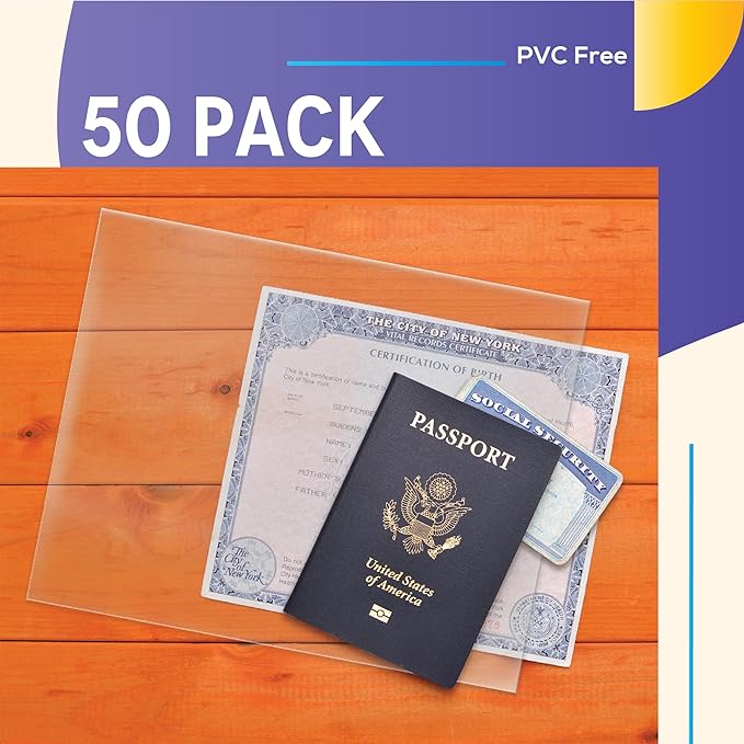 GOLD SEAL No Holes Sheet Protectors, Bulk Pack, Letter Size (8.5 x 11 Inch), Heavyweight Clear View Sheet Protectors, Top Loading, Document Protectors, Artwork Protectors,(50 Pack)