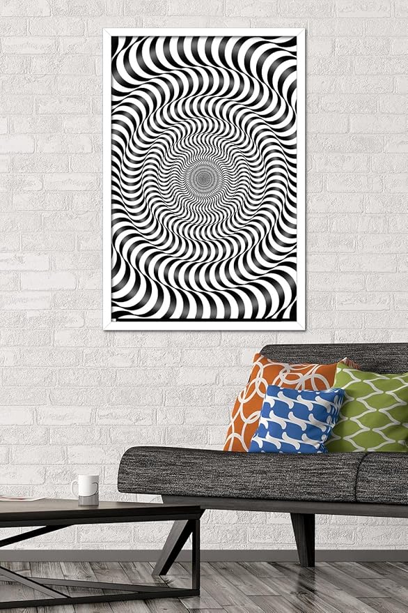 Trends International Zebra Stripe Optical Illusion Wall Poster, 22.375" x 34", White Framed Version