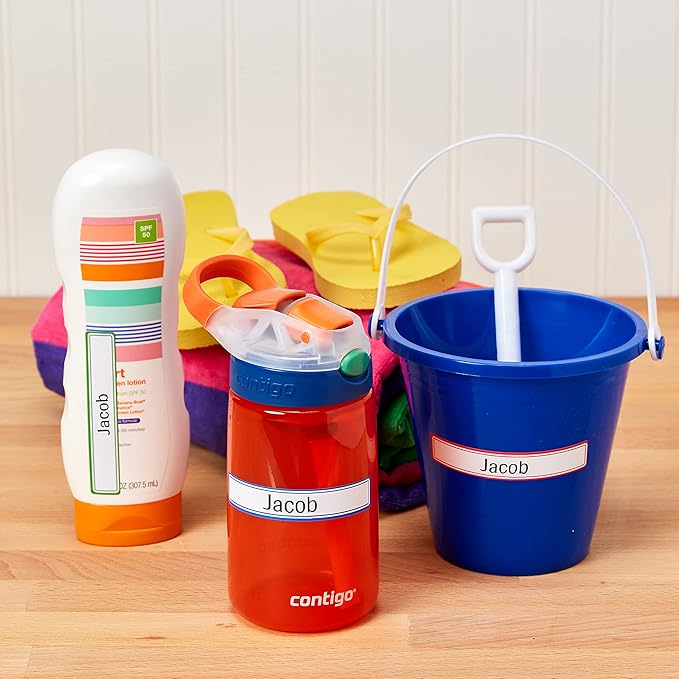 Avery(R) Durable Labels for Kids' Gear, 5/8" x 3-1/2", Assorted Border Colors, Water-Resistant, 35 Rectangle Labels Total (Pack of 2)