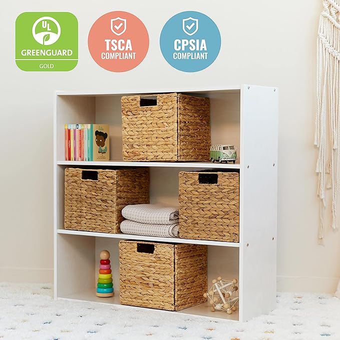 ECR4Kids Streamline 3-Shelf Storage Cabinet, 36in, Kid's Bookshelf, White Wash