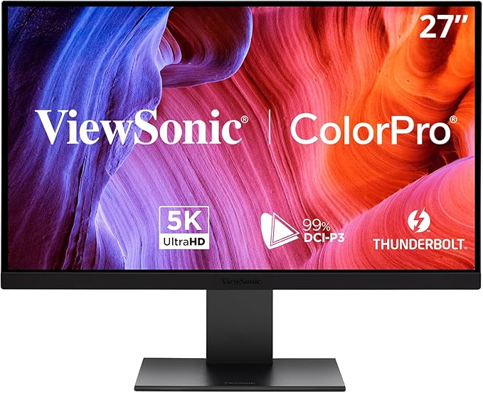 ViewSonic VP2788-5K 27" 5K Mac-Ready Monitor with 100% sRGB, 99% DCI-P3, Pantone Validated, Advanced Ergonomics, Thunderbolt 4, USB Hub, HDMI, and DP for Home and Office
