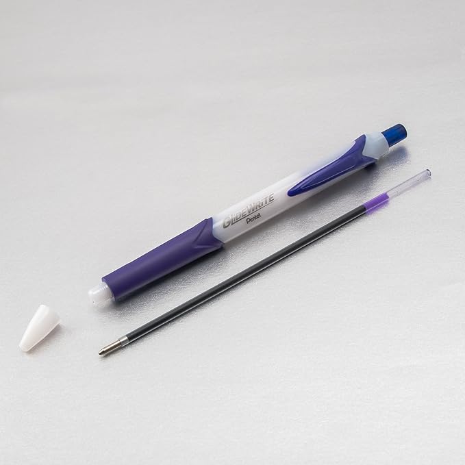 Pentel GlideWrite Ballpoint Pen with TechniFlo Ink, (1.0mm) Medium Line, Blue, Box of 12 (BX910-C)