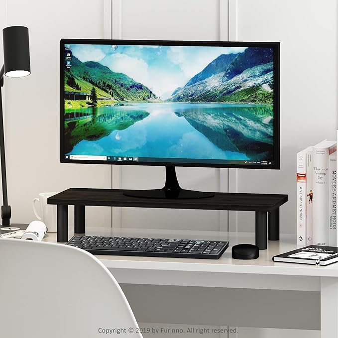 Furinno TURN-N-TUBE Monitor Stand Riser, Monitor Riser, Laptop Stand for Desk, Office Desk Accessories, Desk Organizers and Accessories, Toolless Assembly, For Study Room, Dorm, Espresso