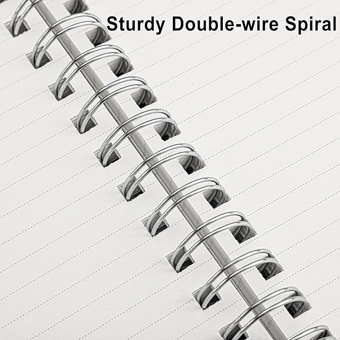 RETTACY Spiral College Ruled Notebook, 300 Pages, B5 Medium Size (7.4" x 10"), for School, Work, Writing, Journaling, 100 GSM Thick Paper, Flexible Plastic Cover (Light Green)