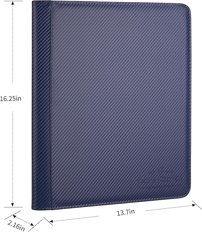 Toploader Binder,Toploader Hard Cases, 9-Pocket Pages Sleeves Hold up 288 Cards.Toploader Card Binder with Sleeves for “3×4” rigid，Card Holder(blue)