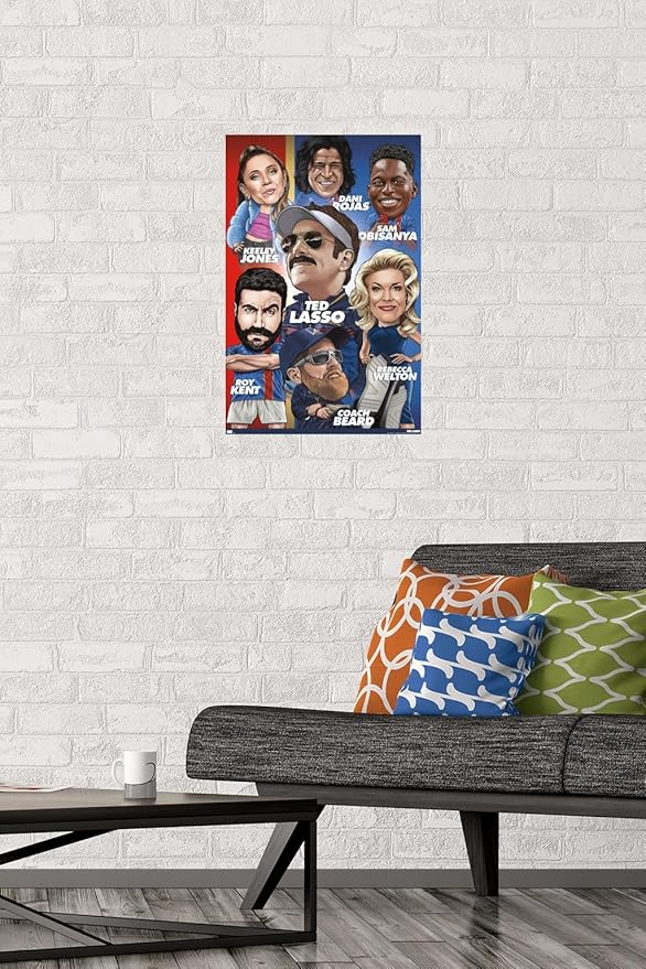Ted Lasso - Character Grid Wall Poster, 22.4L" x 14.7W", Premium Poster & Mount Bundle