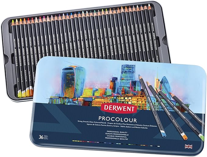 Derwent Colored Pencils, Procolour Pencils, Drawing, Art, Metal Tin, 36 Count (2302507)