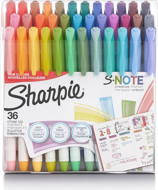 Sharpie S-Note Creative Markers, Pastel Highlighters, Art Marker Set, Assorted Colors, Chisel Tip, 36 Count - Back to School, Colorful Teacher Essentials, Bullet Journaling, Fun Office Supplies