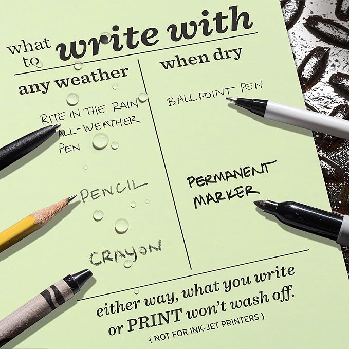 Rite in the Rain Weatherproof Bulk Copier Paper, 8.5" x 11", 20# Green, 500 Sheet Pack (No. 208511G)
