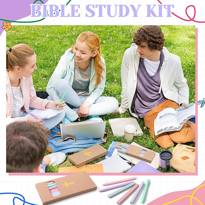 Maitys 180 Pcs Bulk Pastel Highlighters Set with 30 Boxes, Assorted Fluorescent Aesthetic Mini No Bleed Highlighters Bible Highlighter and Ballpoint Pens, Ideal for Office, Church Gifts