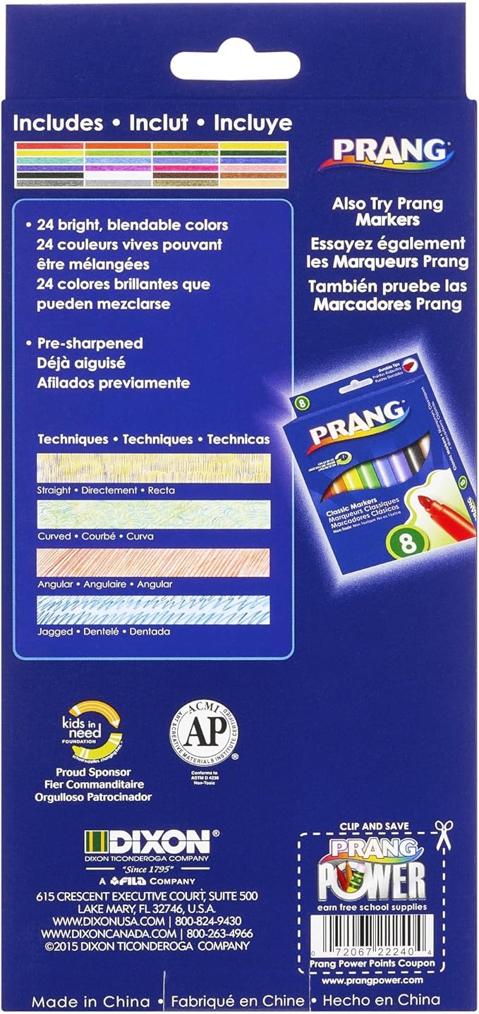 Prang Thick Core Colored Pencils, 3.3 Millimeter Cores, 7 Inch Length, Assorted Colors (22240) (Pack of 24, 576 Count Total)