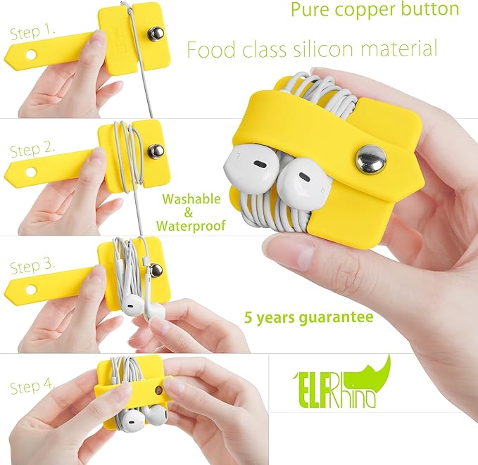 Portable Electronic Device Cover Cord Organizer for Earphones, Yellow