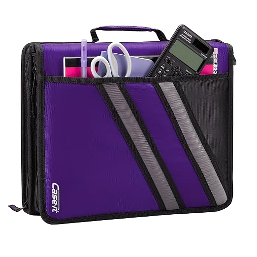 Case-it The Z Shape Zipper 6 Piece Casepack - Two s in One - Double Sided 1.5 Inch D-Ring - Multiple Pockets - 500 Page Capacity - Comes with Shoulder Strap, Deep Purple, Z-176, 6 Piece casepack