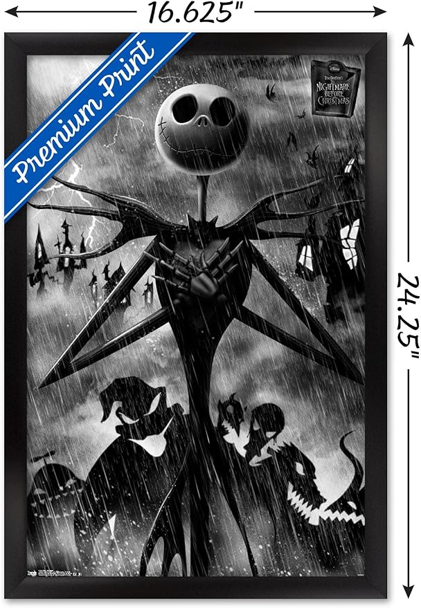 Trends International Disney Tim Burton's The Nightmare Before Christmas - Shadows Wall Poster, 22.4L x 14.7W, Black Framed Version