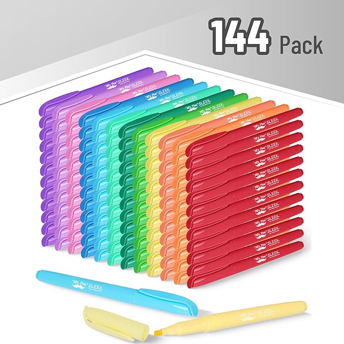 Mr. Pen- Pastel Highlighters, 144 Pack, Assorted Colors, Fast Dry, Bulk Highlighter Pastel, Set, Bible Journaling Highlighter, Marker