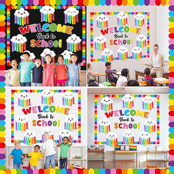 St.Patrick's Day Bulletin Board Set 3D Rainbow Classroom Decorations Gold Coin Paper Cutouts with Borders for Door Wall Decor Home Office Supplies(13 x 8.7 x 0.6 Inch,Back to School)