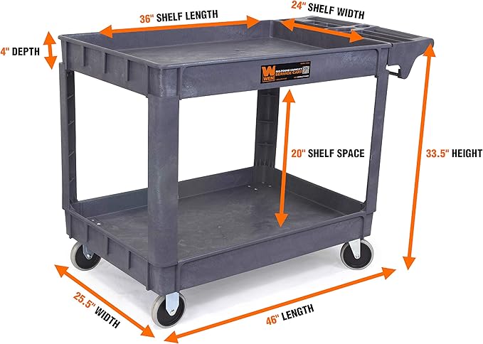 WEN 500-Pound Capacity 46 By 25.5-Inch Extra Wide Service Utility Cart