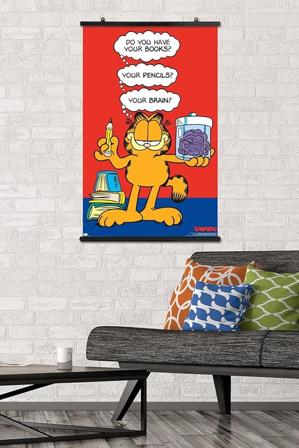Garfield - Brain Wall Poster, 34L" x 22.4W", Premium Poster & Clip Bundle