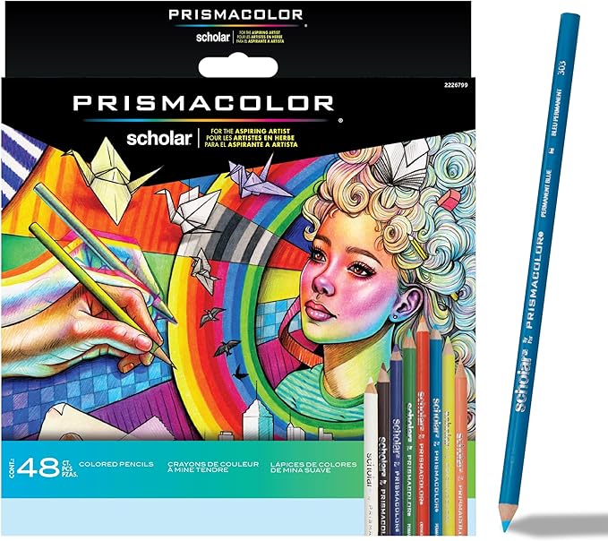 Prismacolor Scholar Colored Pencils, Art Supplies Perfect for Sketching, Drawing, Coloring, Assorted, 48 Count