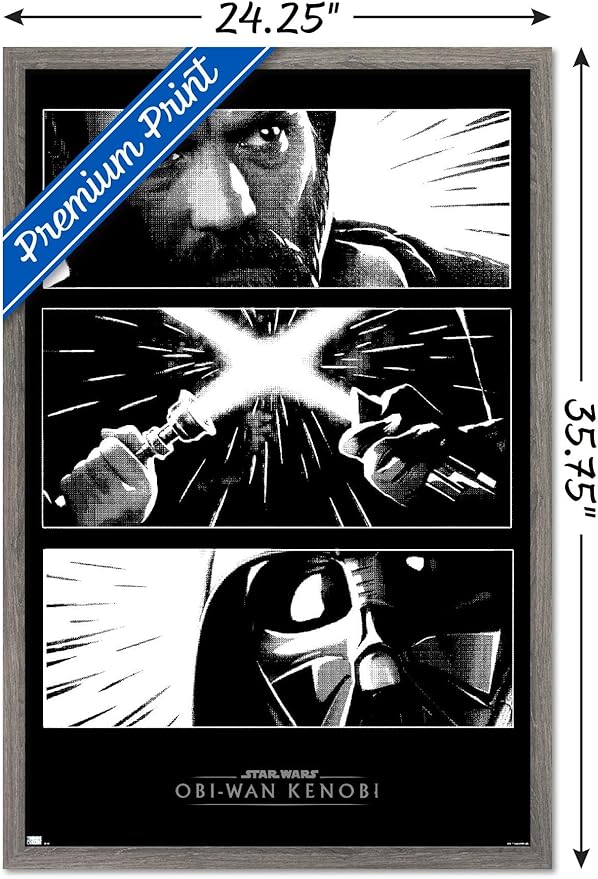 Trends International Star Wars: Obi-Wan Kenobi - Panels Wall Poster, 22.375" x 34", Barnwood Framed Version