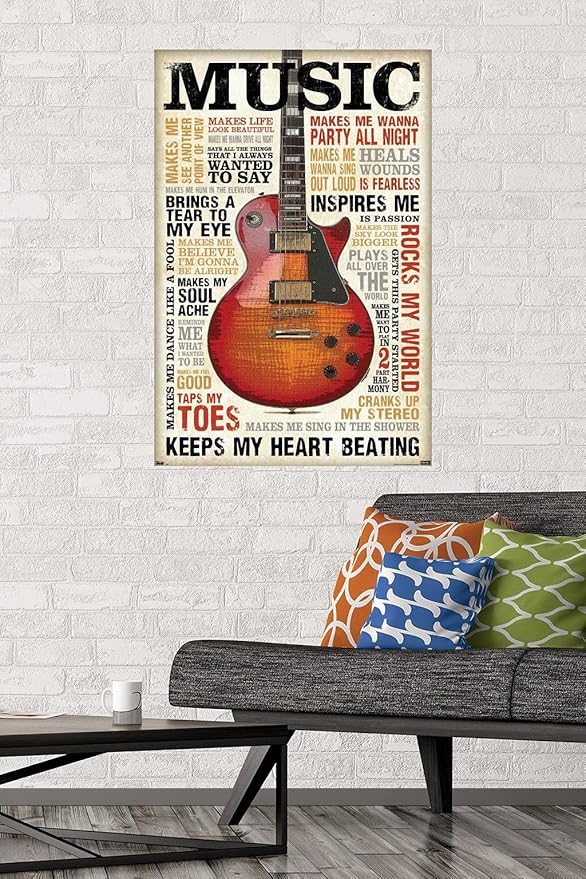 Trends International Music Inspires Me Wall Poster, 22.375" x 34", Premium Poster & Mount Bundle