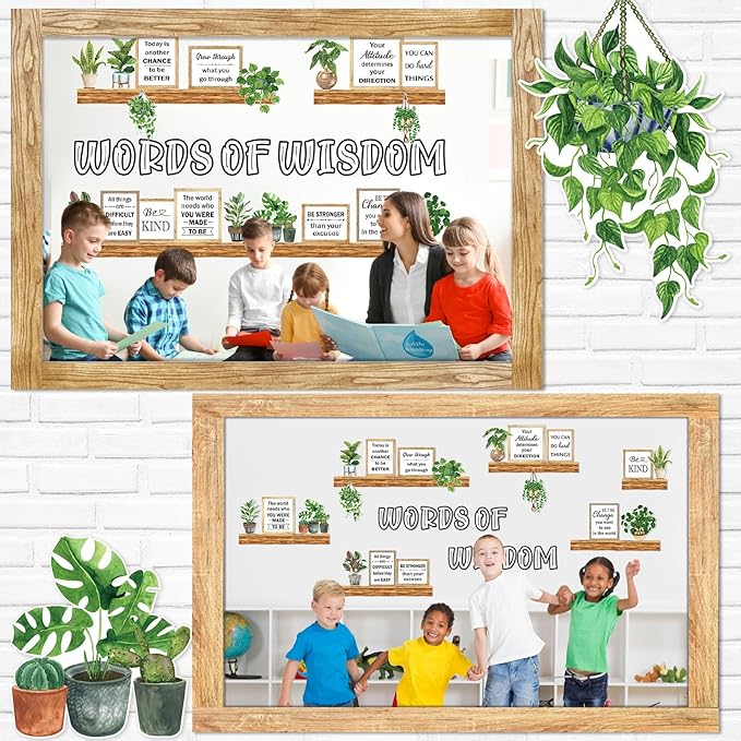 Qilery Bookshelf Bulletin Board Set Plant Motivational Classroom Decor Reading Library Bulletin Board Set Inspirational Cutout for Back to School Classroom Decoration