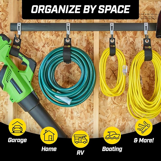Heavy-Duty Wrap-It Storage Straps, 17-inch (6 Pack) - Extension Cord Organizer, Storage, Cord Straps, Cable Straps for Hoses, Rope, RV, Workshop, Boat, Tools, and Garage Wall Storage and Organization