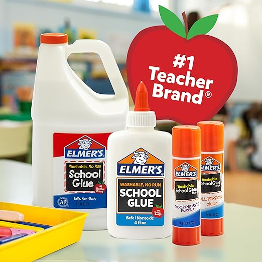Elmer's Disappearing Purple School Glue Sticks, Washable, 7 Grams, 60 Count - Poster, Vision Board, Back to School Supplies, #1 Teacher Brand