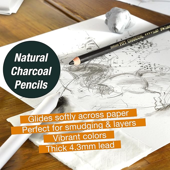 Faber-Castell Try It Box: Dry Mediums - 17 Piece Sketching Drawing Art Set with featuring Colored Pencils, Graphite Pencils, Charcoal Pencils, Pitt Artist Pen and Art Tools