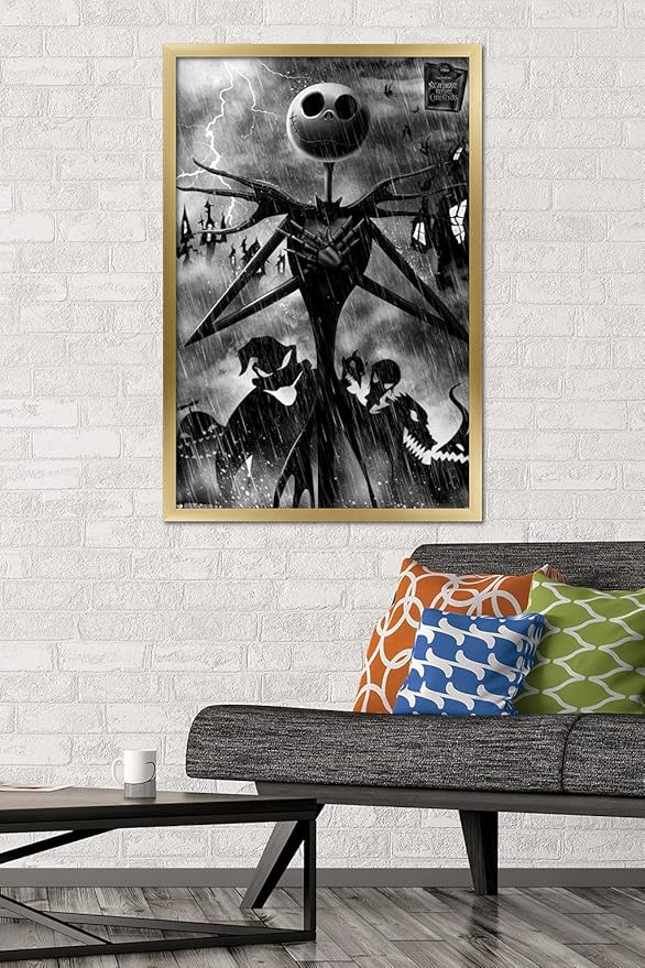 Trends International Disney Tim Burton's The Nightmare Before Christmas - Shadows Wall Poster, 34L x 22.4W, Gold Framed Version