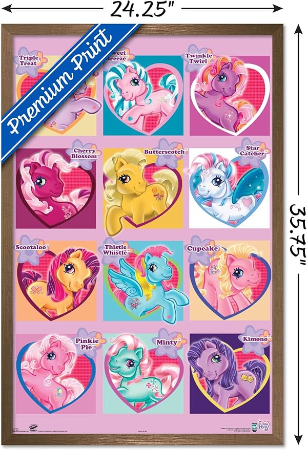Trends International Hasbro My Little Pony - Chart Wall Poster, 22.375" x 34", Bronze Framed Version