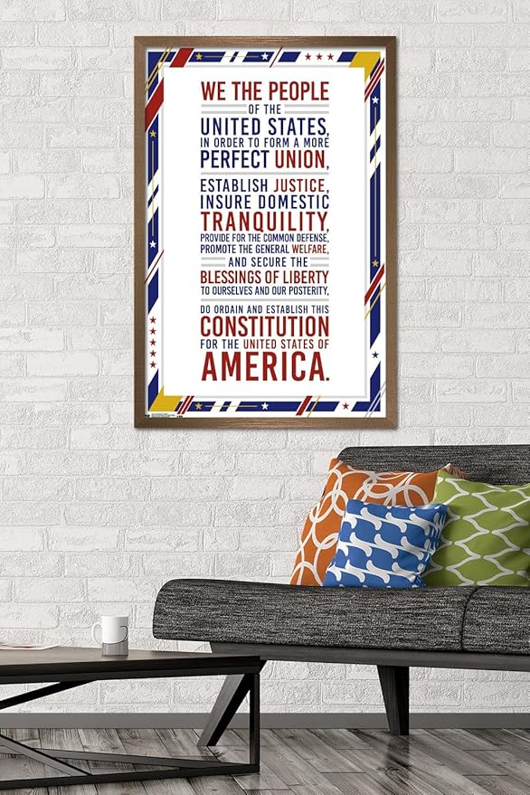 Trends International The United States Of America - Constitution Preamble Wall Poster, 22.375" x 34", Bronze Framed Version