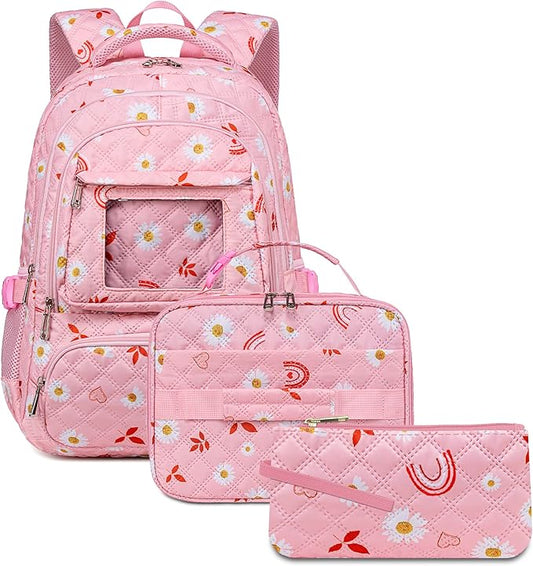 Cute Rainbow Backpack with Lunch Box for Girls Little Kids for Age 6-8 8-10 School Bag for Primary Kindergarten Elementary Backpack Mochila Para Niñas