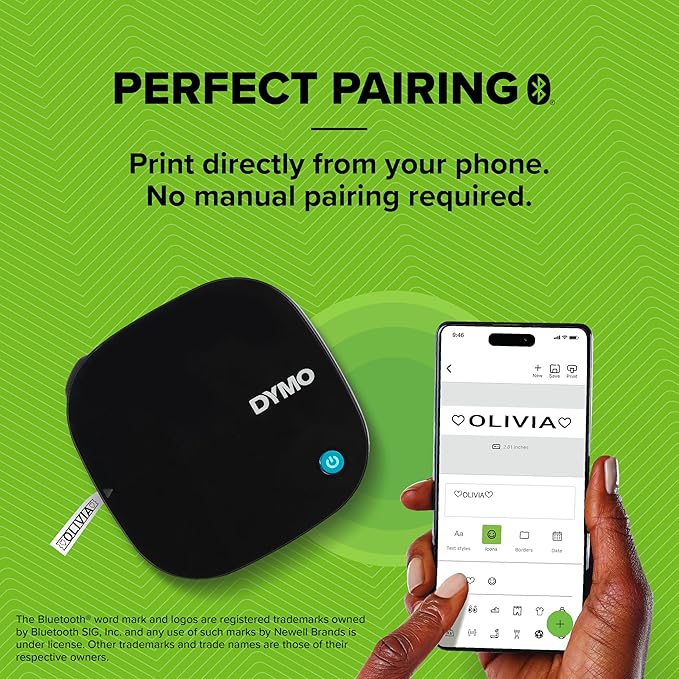 DYMO LetraTag 200B Bluetooth Compact Label Maker, Value Pack, Wireless Connection to iOS and Android, Includes 3 Assorted Label Tapes