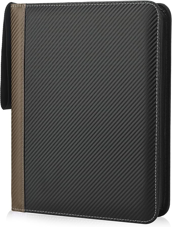 9 Pockets Trading Card Binder with Sleeves Card Organizer, 900 Double Sided Pocket PU Card Collection Binder, Baseball Binder,for Sports Card, MTG, TCG Yugioh Card (Brown)