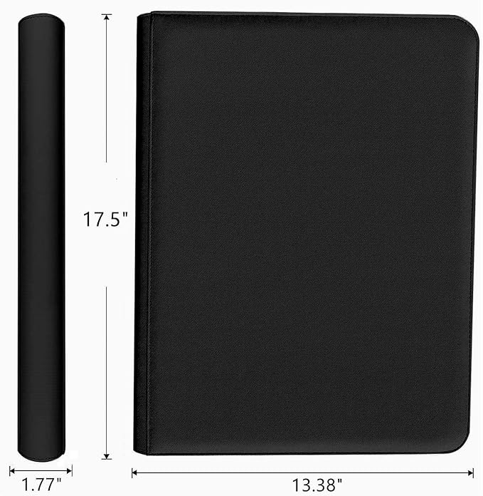 16 Pocket Card Binder, 1000+ Premium Zip Trading Card Binder, Double Sided Pocket Card Binder Album, Ringless Card Folder for MTG, TCG, Sports Card (Black, 16Pockets)