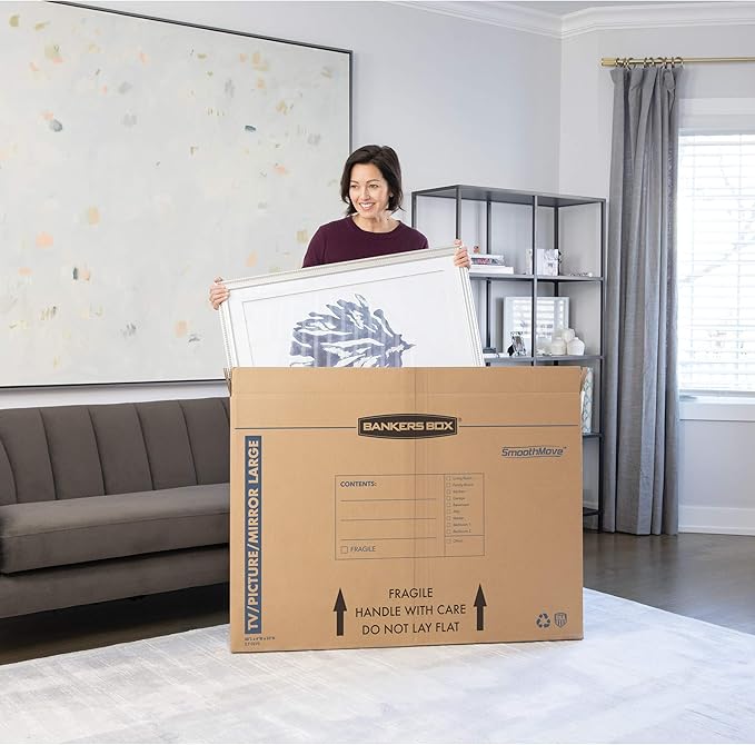 Bankers Box Large - up to 55" TV/Picture/Mirror - Moving Box 4 Pack, 48-in x 4-in x 33-in (7711301)