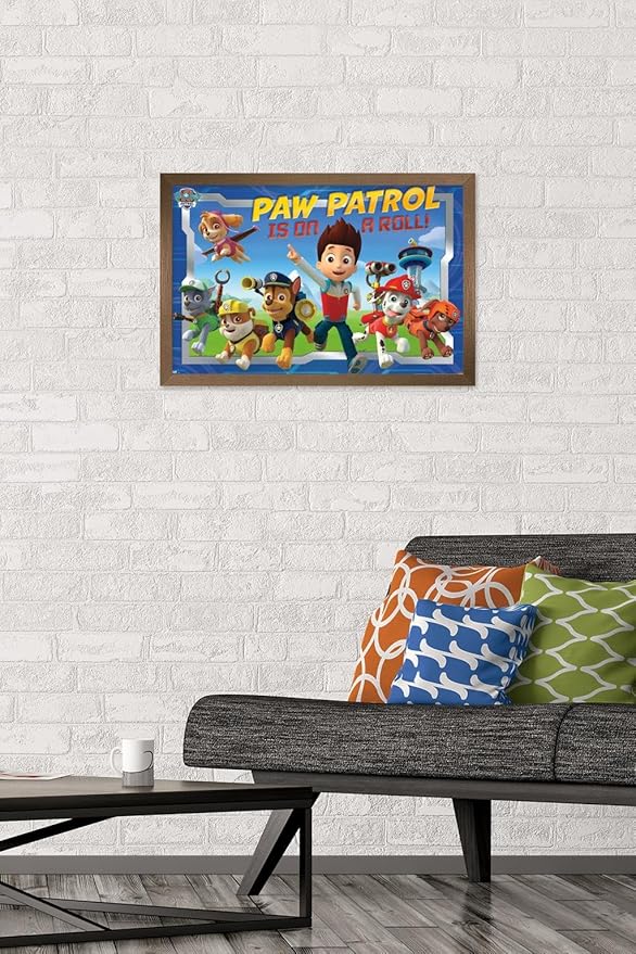 Nickelodeon Paw Patrol - Crew Wall Poster, 22.4L" x 14.7W", Bronze Framed Version