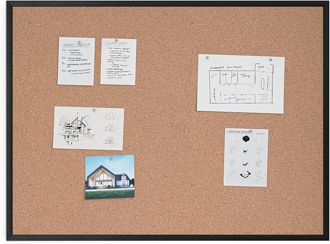 U Brands Cork Bulletin Board, 36" x 48", Black Aluminum Frame, Industrial Grade Pinning Surface