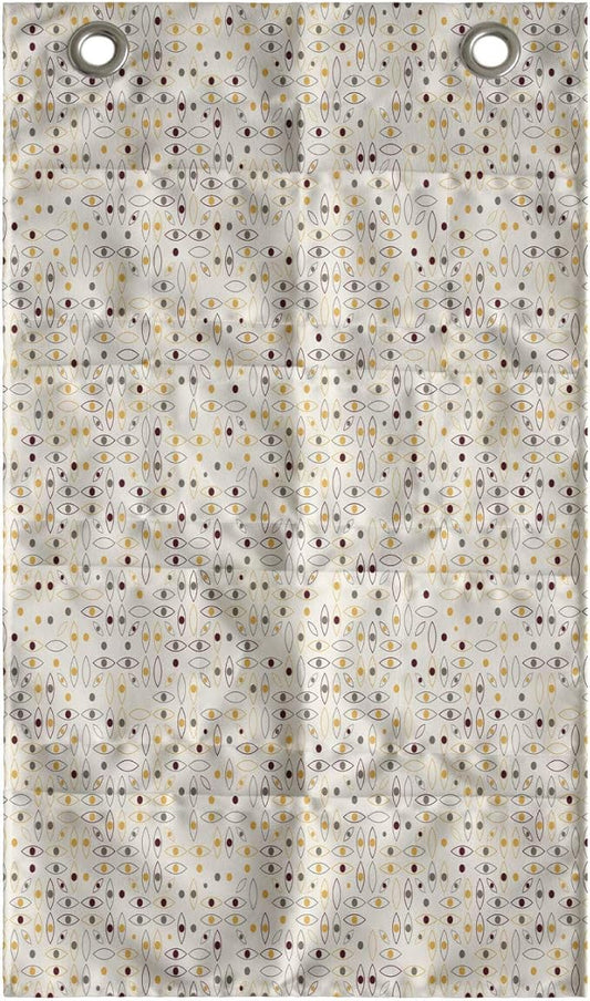 Ambesonne Abstract Hanging Pocket Organizer, Geometric Eye Motifs or Circular Mini, Printed Polyester Storage Bag with Pockets, 21" x 31", Eggshell Maroon